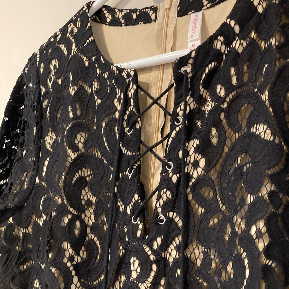 Black 3/4 Sleeve Lace Dress
